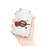 Rose and Lips Can Cooler, Romantic Drink Sleeve, Gothic Valentine Gift, Alternative Girlfriend Gift, Edgy Floral Love Accessory
