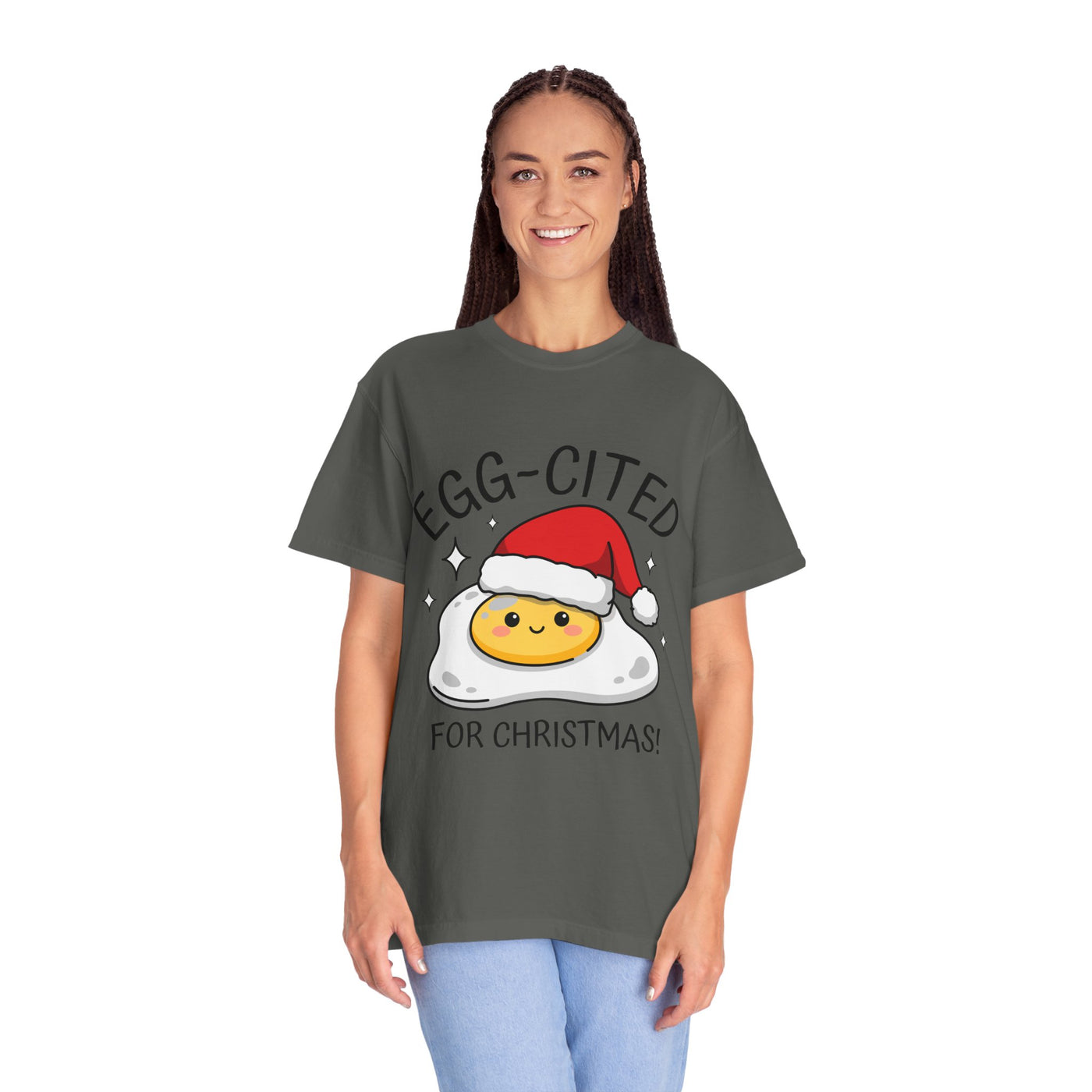 Egg-Cited for Christmas Shirt, Funny Fried Egg T-Shirt, Cute Food Pun Holiday Tee, Christmas Breakfast Gift for Brunch Lover or Cook