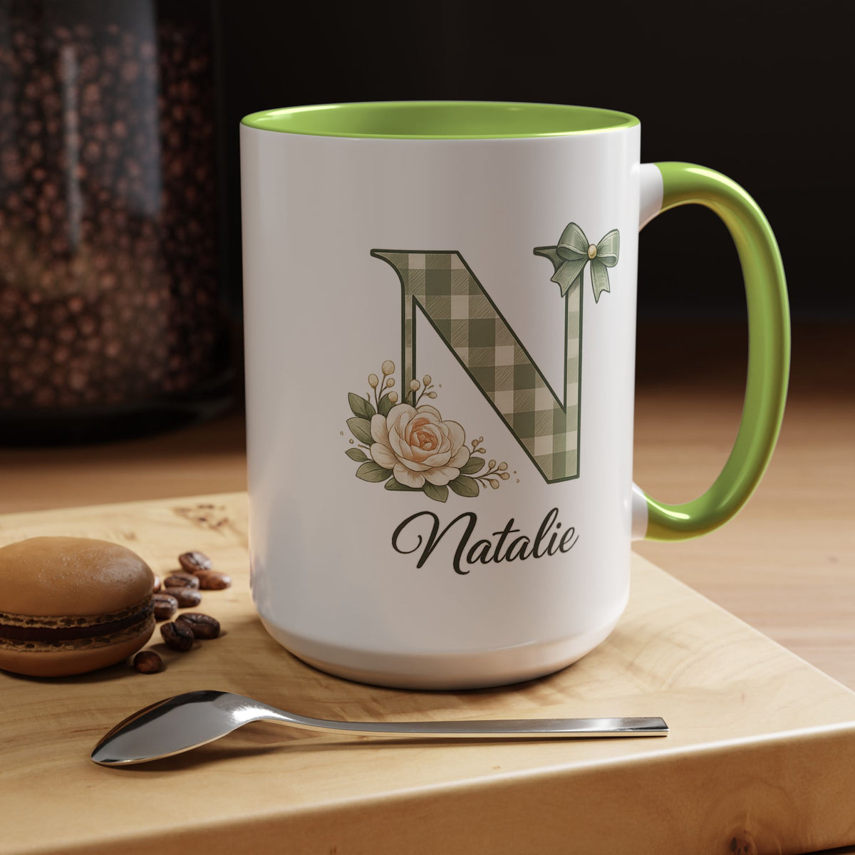 Personalized Monogram Mug with Custom Name, Floral Initial Coffee Mug for Women, Custom Letter Cup, Birthday Gift for Her, Bridesmaid Gift