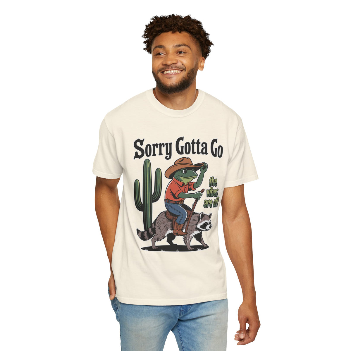 Funny Frog Cowboy Comfort Shirt, Sorry Gotta Go The Vibes Are Off Tee, Raccoon Meme Tshirt, Western Humor Shirt
