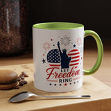 Let Freedom Ring Patriotic Coffee Mug, Statue of Liberty Fourth of July Mug, American Flag Coffee Cup, USA Pride Gift, Independence Day Mug