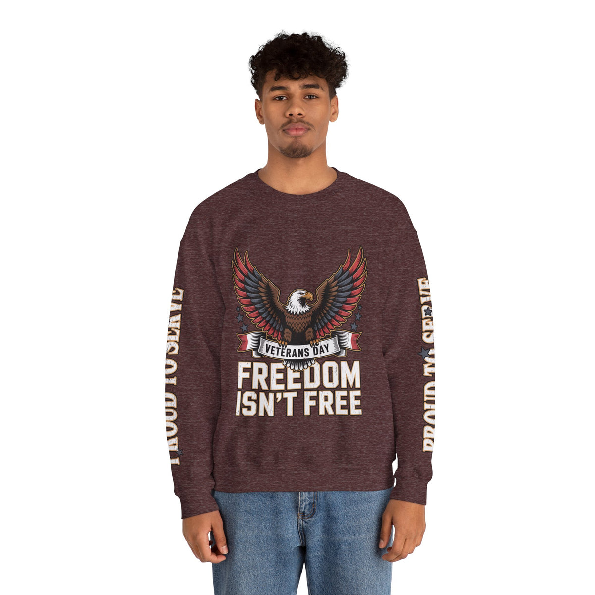 Veterans Day Sweatshirt, Freedom Isn't Free Eagle Pullover, Patriotic Military Top, Veteran Gift, American Pride, USA Clothing