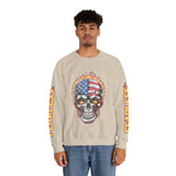 Patriotic Skull Sweatshirt, American Flag Skull Pullover, USA Biker Style Top, Edgy Americana Clothing, Fourth of July Gift