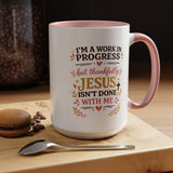 I'm a Work in Progress Christian Coffee Mug, Encouraging Faith Gift for Women, Inspirational Jesus Scriptures Ceramic Tea Cup, Religious Quote
