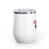 True Love Wine Tumbler, Vintage Tattoo Heart and Roses Cup, Romantic Anniversary Gift, Retro Drinkware for Couples