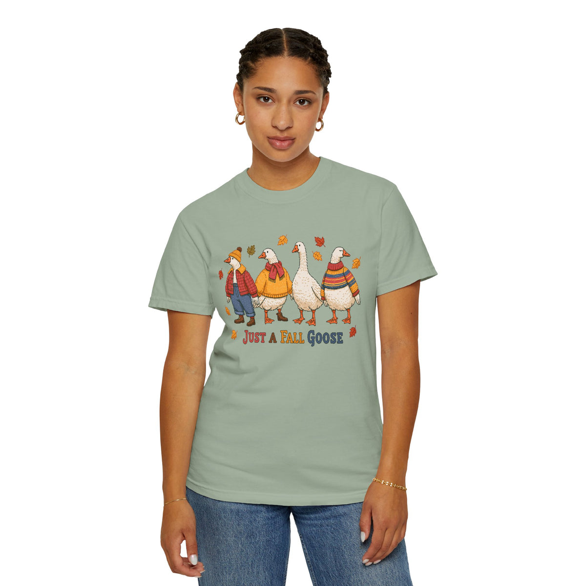 Funny Fall Goose Shirt, Just a Fall Goose Autumn Graphic Tee, Cute Cozy Gift for Bird Lover, Thanksgiving and October Outfit for Her