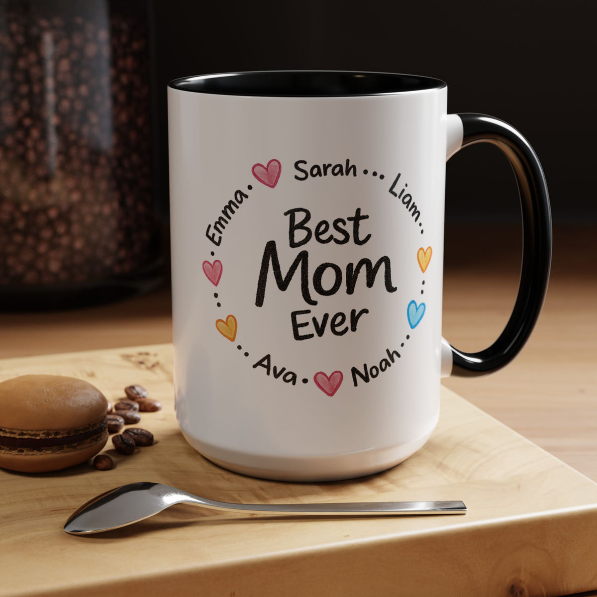 Personalized Best Mom Ever Mug, Custom Kids Names Coffee Mug, Mother's Day Gift for Mom, Grandma Gift, Family Keepsake Cup