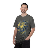 Celestial Sun Graphic Shirt, Blue and Gold Cosmic T-Shirt, Mystical Night Sky Tee, Astrology Gift for Stargazers and Dreamers, Gift Idea