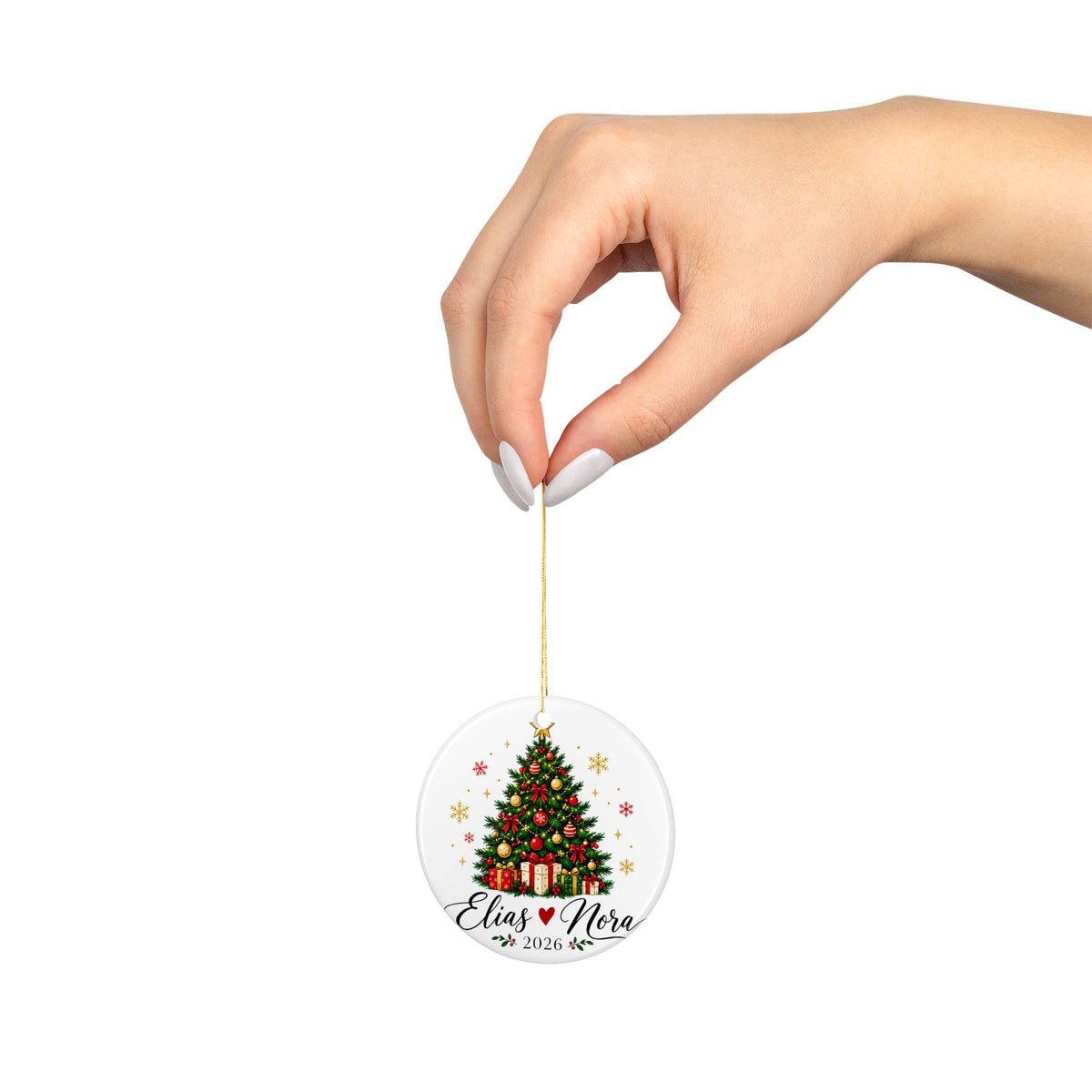 Personalized Couples Christmas Ornament, Custom Names and Year with Festive Tree Design, Romantic Holiday Keepsake Gift for Your Partner