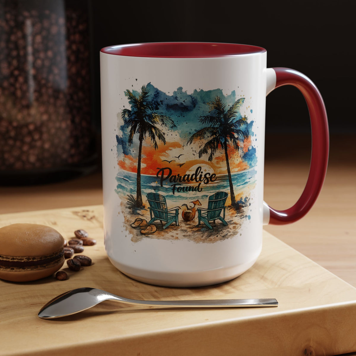 Tropical Beach Paradise Coffee Mug, Coastal Vacation Mug, Paradise Found Beach Lover Gift, Ocean Sunset Coffee Cup, Island Life Mug