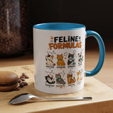 Funny Cat Science Coffee Mug, Feline Formulas Cat Lover Mug, Chemistry Cat Gift, Nerdy Cat Mom Cup for Scientists & Students