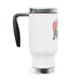 God Bless America Travel Mug, Patriotic Stainless Steel Coffee Cup, Vintage USA Drinkware, American Pride Gift, 4th of July