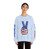 United in Peace Sweatshirt, Patriotic Peace Sign Crewneck, American Flag Pullover, USA 250th Anniversary Outfit, Fourth of July Gift