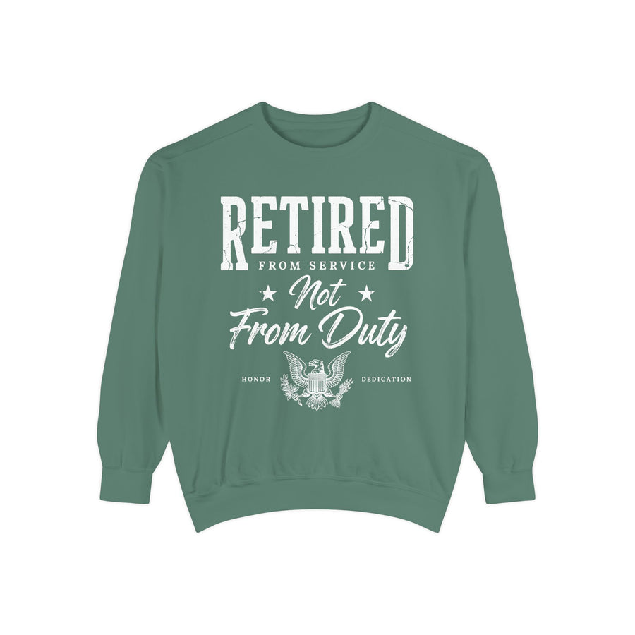 Retired From Service Not From Duty Sweatshirt, Military Retirement Crewneck, Veteran Gift, Patriotic Eagle Veterans Day Pullover for Retiree