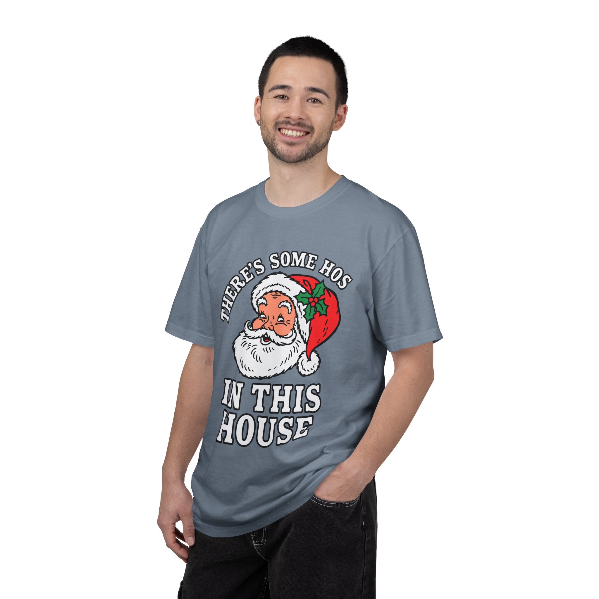 There's Some Ho's in This House Shirt, Funny Santa Christmas T-Shirt, Adult Holiday Party Tee, Naughty Xmas Gift for Friends or Family