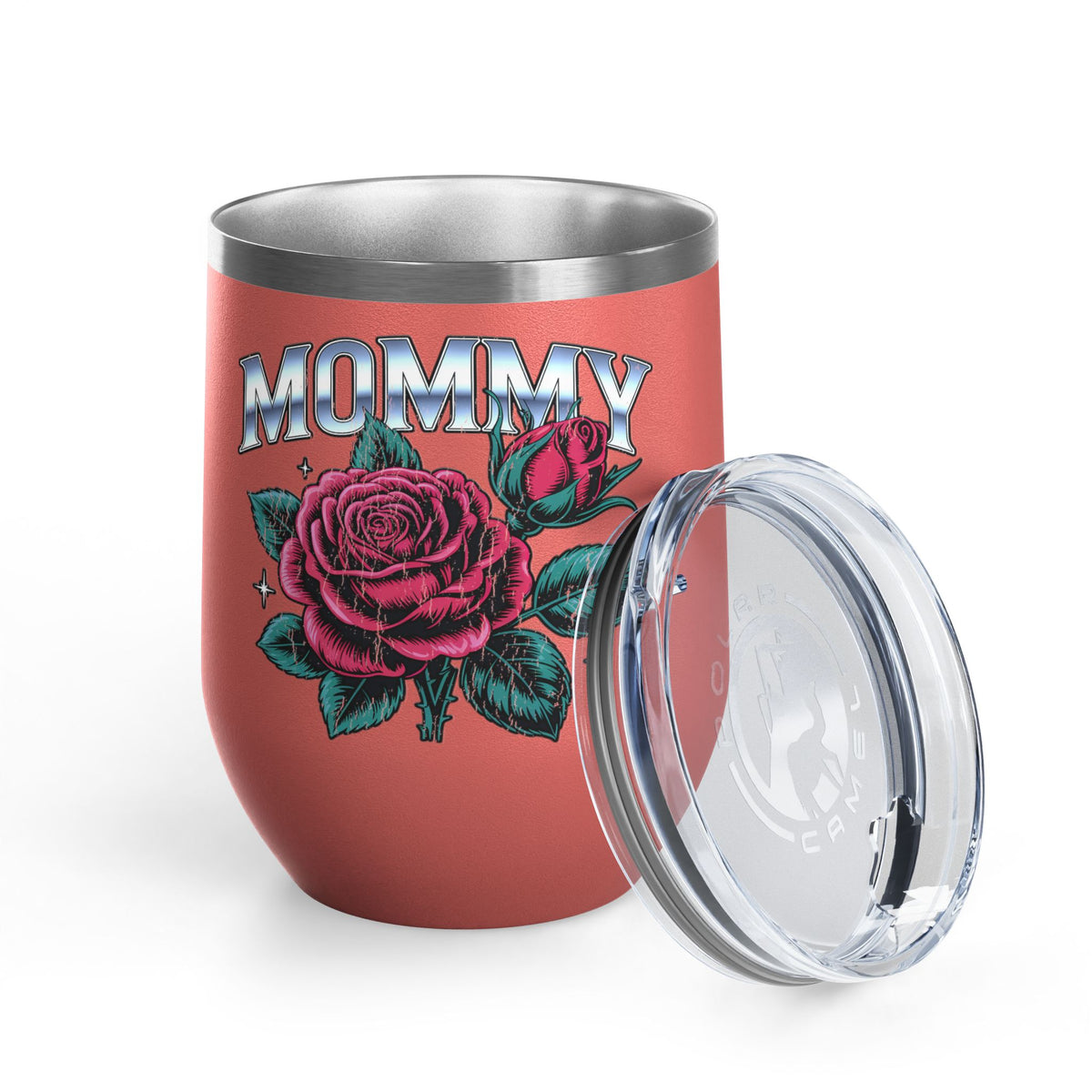 Mommy Rose Wine Tumbler, Pink Floral Cup, Mother's Day Gift for Mom, Birthday Present for Mama and Floral Lovers