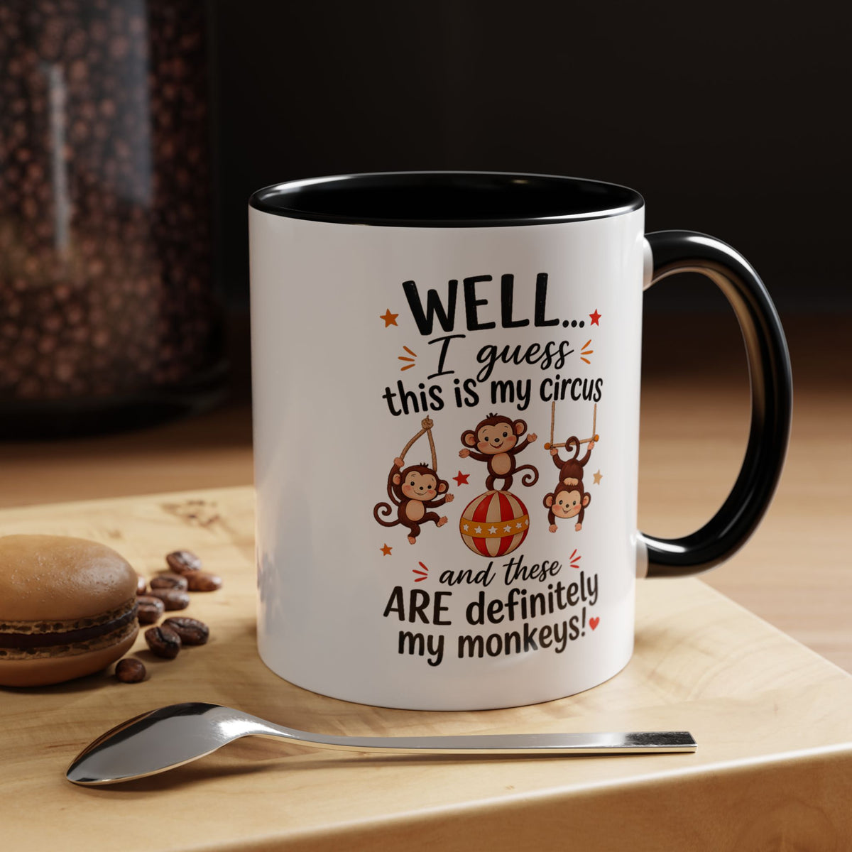 Funny Mom Life Coffee Mug, This Is My Circus These Are My Monkeys Mug, Motherhood Humor Gift, Mom Coffee Cup for Busy Moms