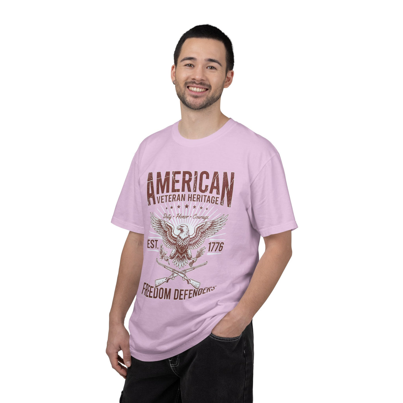 American Veteran Heritage Shirt, Freedom Defenders T-Shirt, Patriotic Eagle Gift, Veterans Day or Military Retirement Tee for Proud Veteran