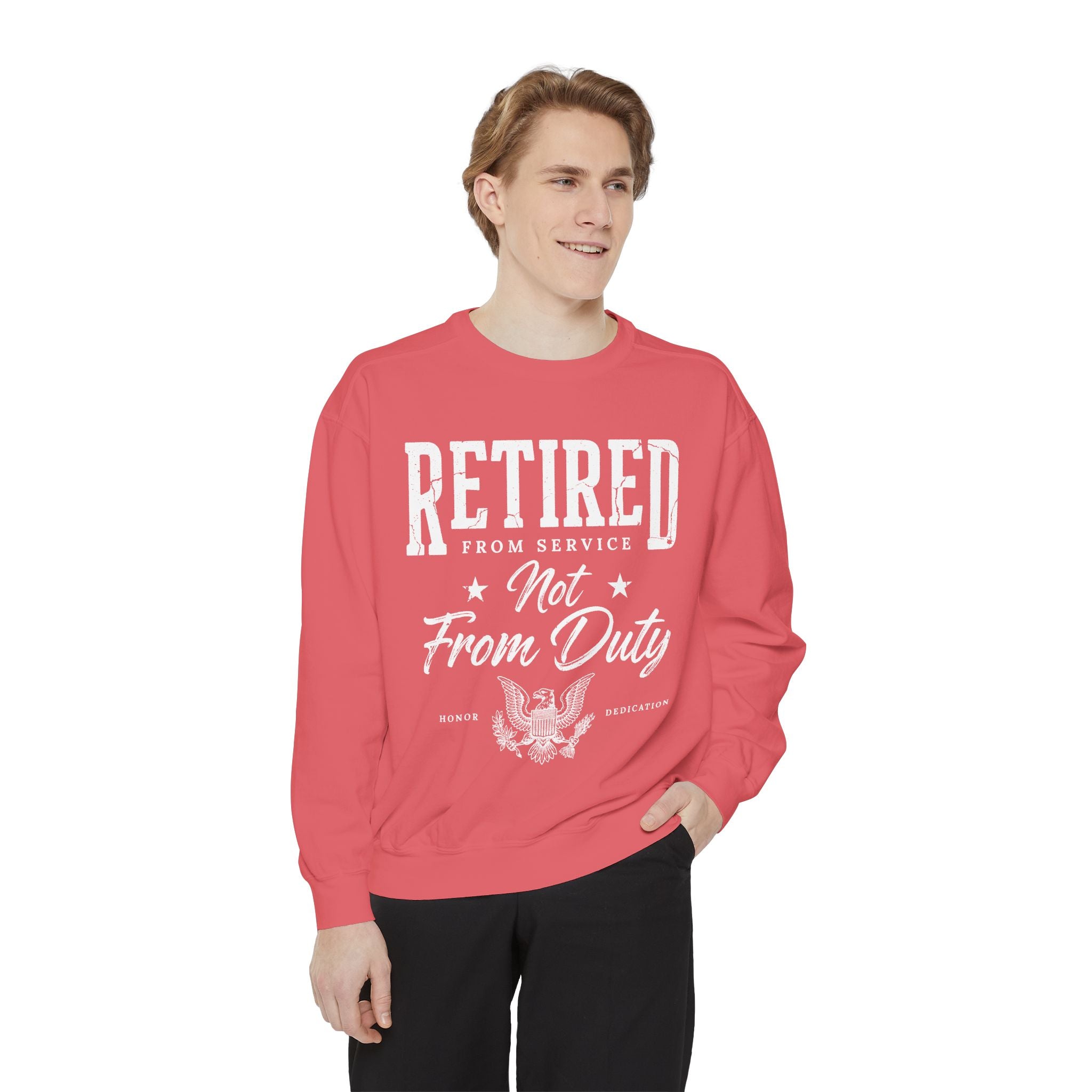 Retired From Service Not From Duty Sweatshirt, Military Retirement Crewneck, Veteran Gift, Patriotic Eagle Veterans Day Pullover for Retiree