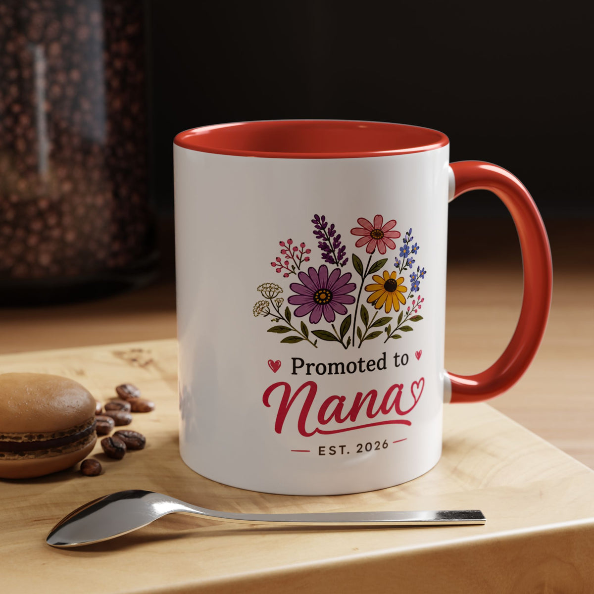 Promoted to Nana Mug, New Grandma Pregnancy Announcement Gift, Floral First Time Grandmother Coffee Cup, Baby Reveal Keepsake 2026