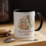Personalized Floral Initial Mug, Custom Name Coffee Mug with Monogram Letter, Rooted in Beauty Gift for Women, Botanical Birthday Cup