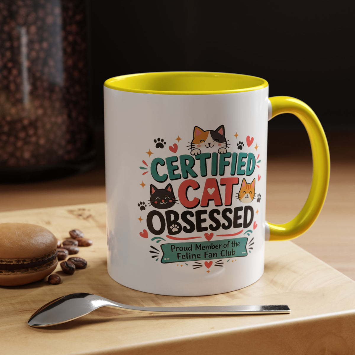 Cat Lover Coffee Mug, Certified Cat Obsessed Mug, Funny Cat Mom Gift, Cute Feline Fan Club Cup, Cat Owner Present for Pet Lovers
