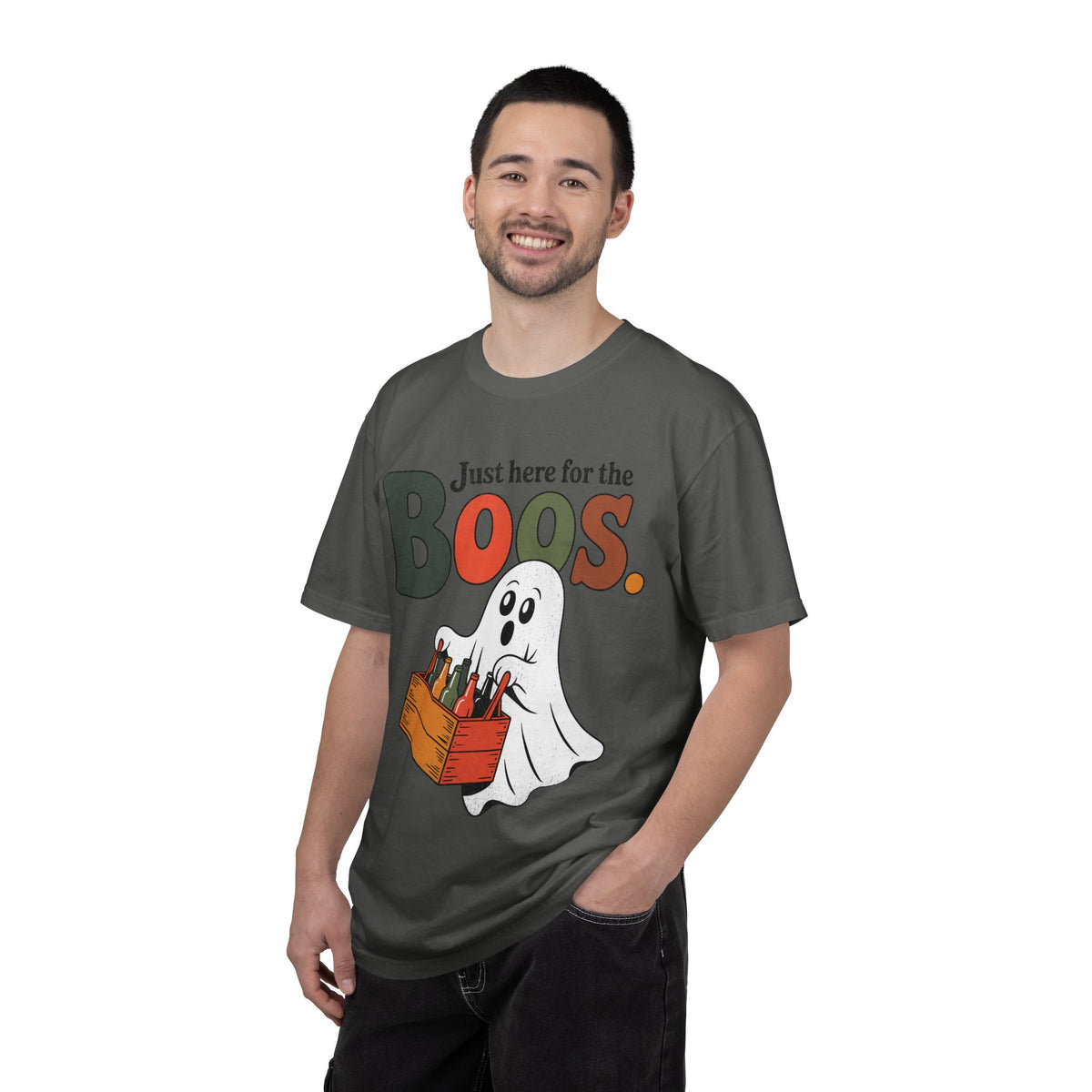 Funny Halloween Ghost Shirt, Where My Boos At Graphic Tee, Spooky Season Drinking Gift for Beer Lover, Fun Adult Costume Party Outfit
