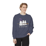 We Boo at Dawn Ghost Sweatshirt, Funny Halloween Witch Broom Pullover, Cute Spooky Season Gift for Friends and Ghost Lovers, October Outfit