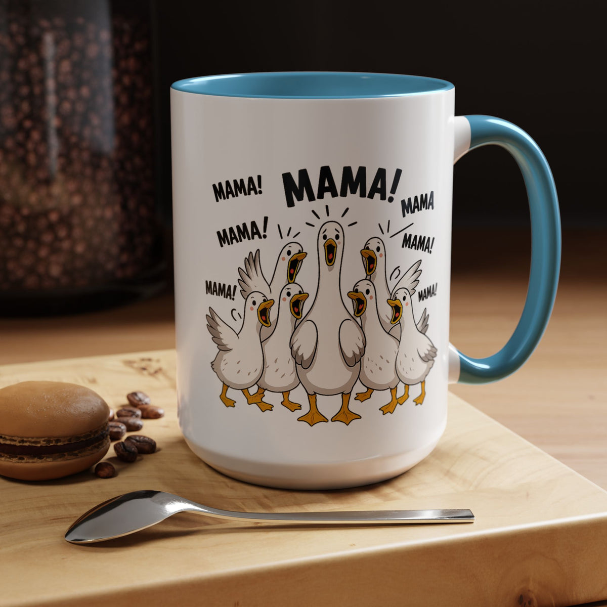 Funny Loud Ducks Mama Coffee Mug, Cute Mother's Day Gift from Kids, Sarcastic Chaos Mom Ceramic Tea Cup with Black Handle