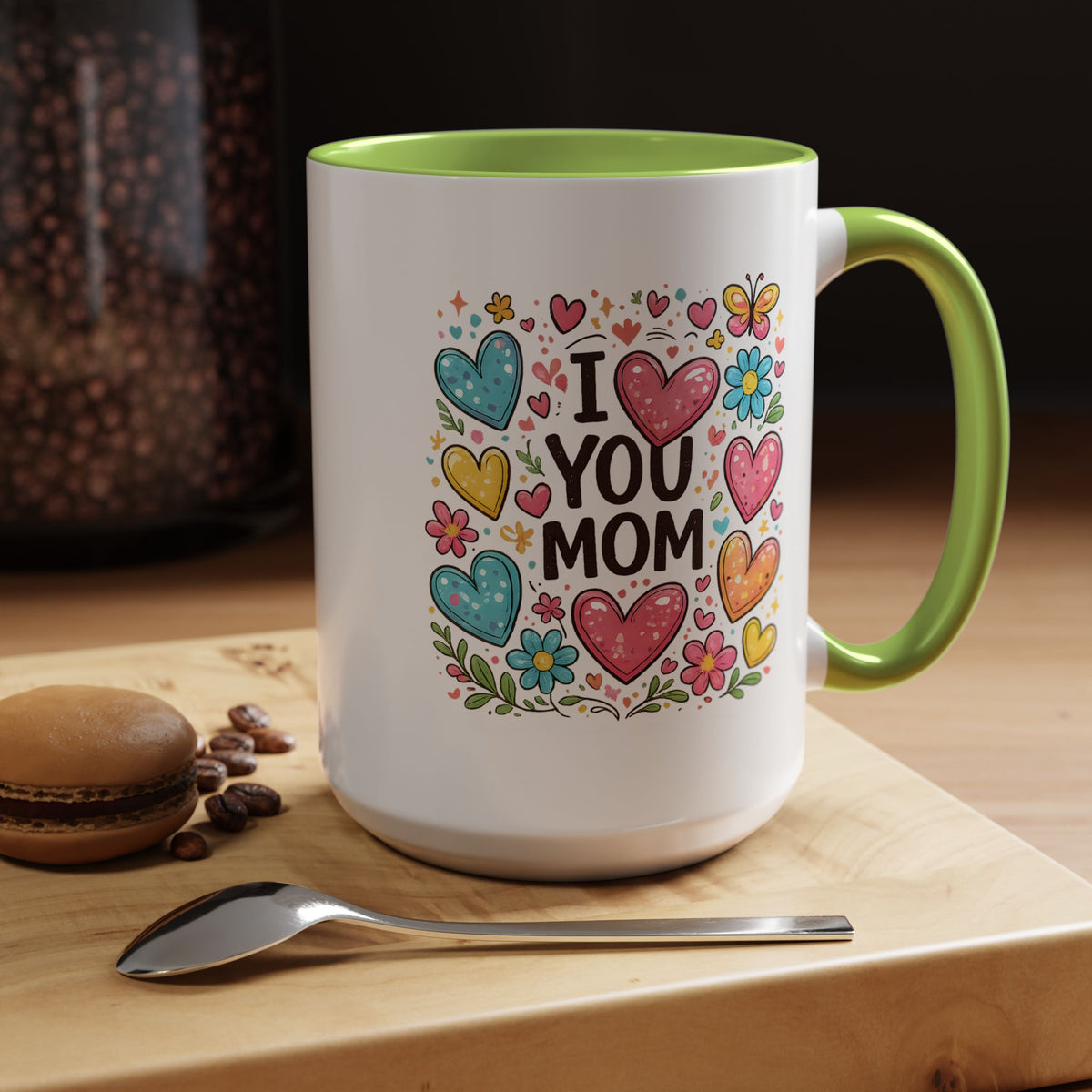 I Love You Mom Heart Mug, Mother's Day Coffee Mug, Gift for Mom from Daughter or Son, Cute Heart Coffee Cup, Mom Appreciation Gift