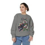 Traditional Panther Graphic Sweatshirt, Floral Tattoo Pullover for Men and Women, Old School Big Cat Top