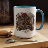 Vintage Patriotic Floral Coffee Mug, Liberty Stars and Blooms Mug, Americana Rose Art Cup, Fourth of July Gift, USA Lover Mug