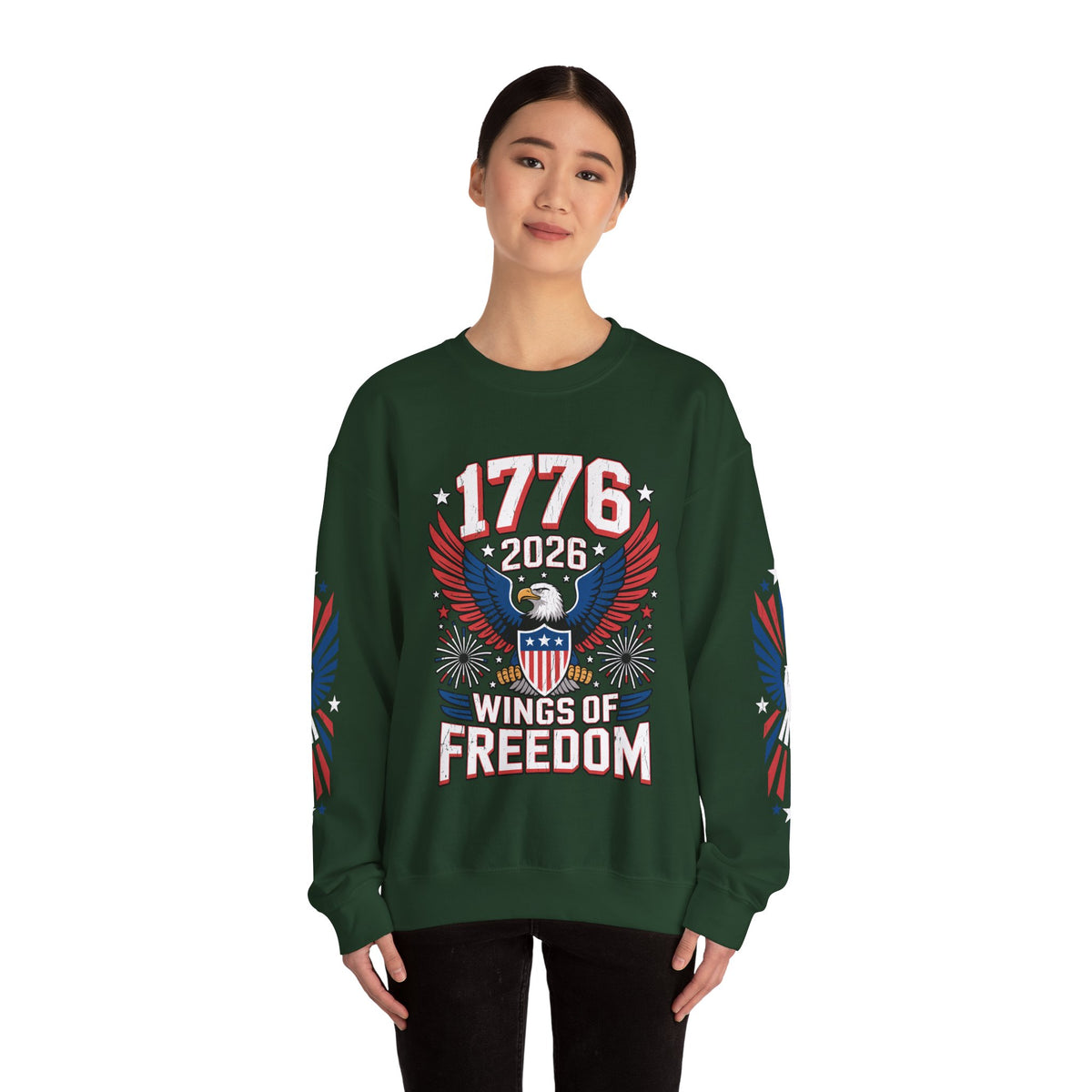 1776 Wings of Freedom Sweatshirt, Patriotic Eagle Pullover, American Flag Crewneck, USA 250th Anniversary Gift, Fourth of July Top