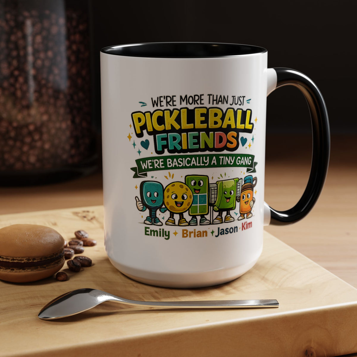 Personalized Pickleball Friends Mug, Custom Pickleball Team Coffee Mug with Names, Funny Pickleball Gift for Teammates and Best Friends