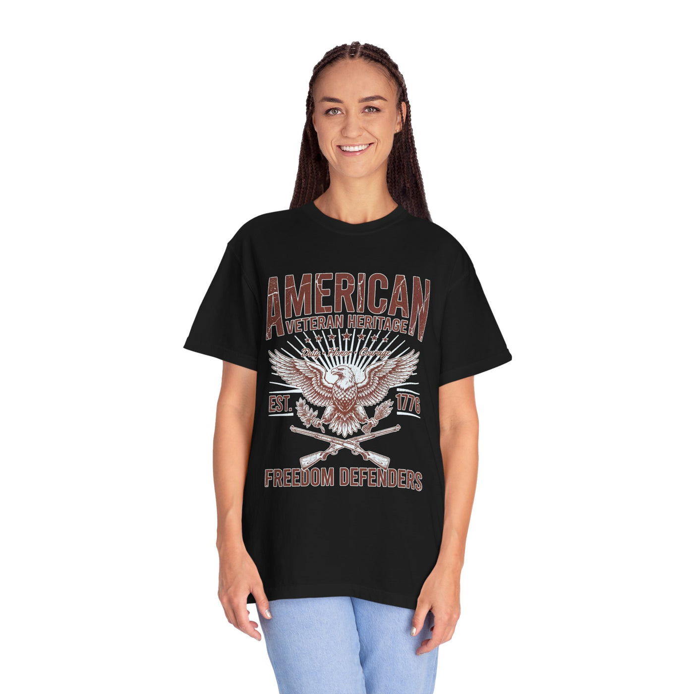 American Veteran Heritage Shirt, Freedom Defenders T-Shirt, Patriotic Eagle Gift, Veterans Day or Military Retirement Tee for Proud Veteran