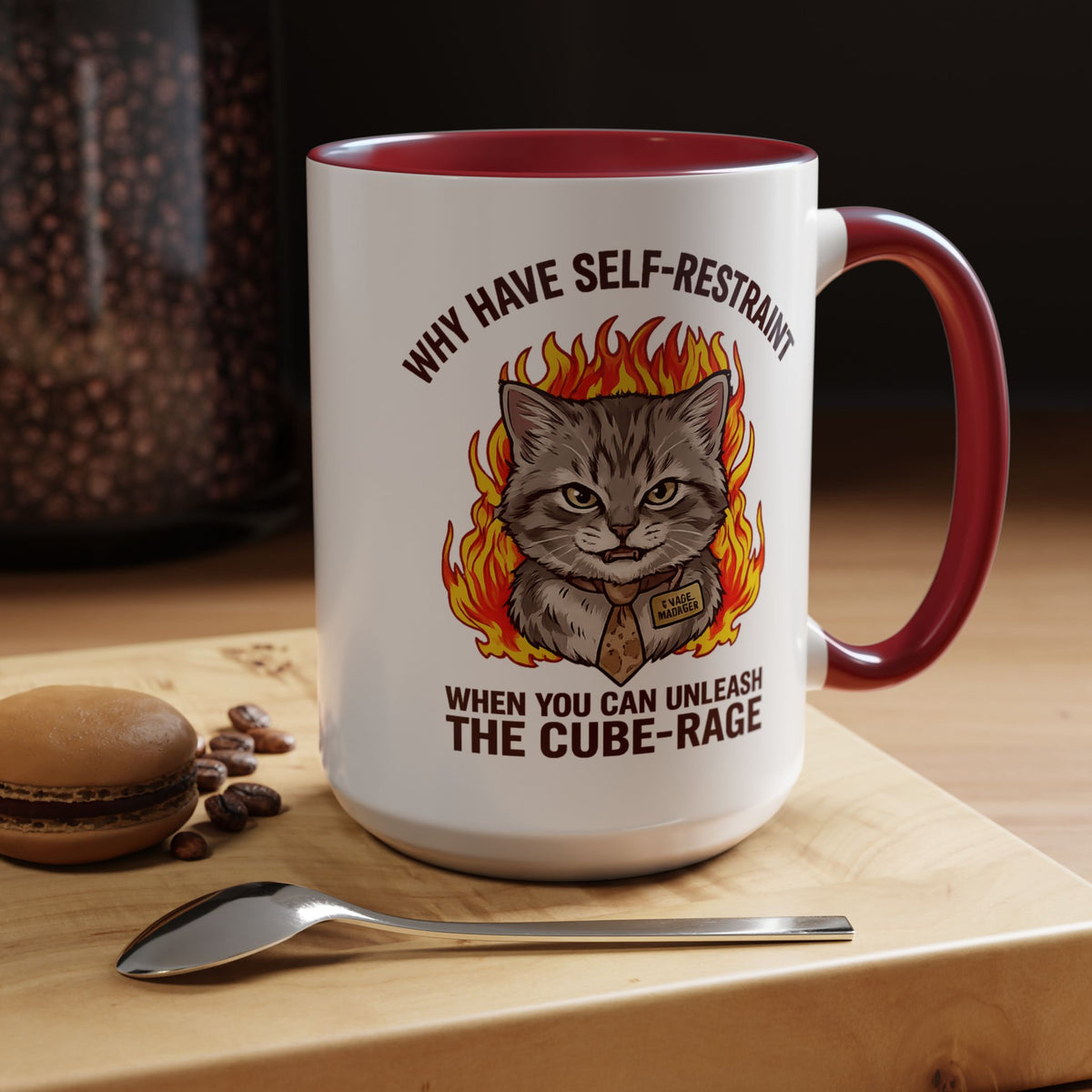 Funny Angry Cat Coffee Mug, Cube Rage Office Mug, Cat Lover Humor Gift, Workplace Stress Mug, Coworker Gift for Cat Owners