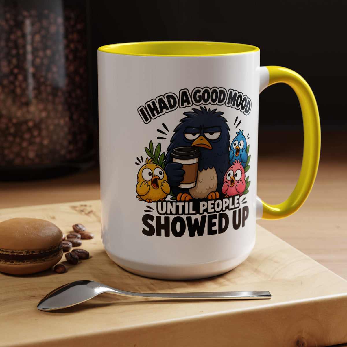 Funny Introvert Bird Coffee Mug, Grumpy Bird Coffee Mug, I Had a Good Mood Until People Showed Up Mug, Coworker Gift, Office Humor Mug