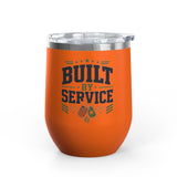 Military Wine Tumbler, Built by Service Gift for Veteran, Patriotic Drinkware for Him, Military Appreciation Gift, Veterans Day Gift
