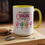 Personalized Mom Handprint Mug, Custom Mother's Day Coffee Mug, Gift from Kids for Mom, Grandma Mug with Children's Names