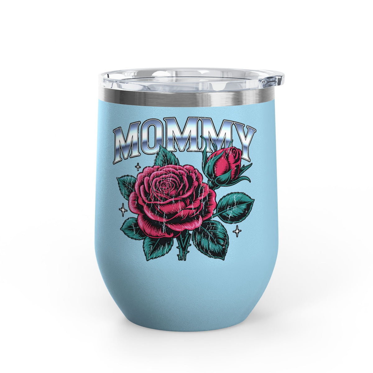 Mommy Rose Wine Tumbler, Pink Floral Cup, Mother's Day Gift for Mom, Birthday Present for Mama and Floral Lovers