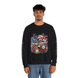 Personalized Hunting Family Sweatshirt, Custom Deer Patriotic Pullover, American Flag Floral Crewneck, Family Gift, Outdoorsman Shirt