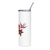 True Love Skinny Tumbler, Vintage Tattoo Heart Design, Stainless Steel Travel Cup, Romantic Gift for Her, Valentine's Day Drinkware
