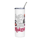Makeup Lover Skinny Tumbler with Straw, Just a Girl Who Loves Makeup, Cute Beauty Tumbler, Makeup Artist Gift for Her, Girly Drink Cup