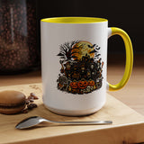 Halloween Witch Coffee Mug, Spooky Reaper and Pumpkin Cup, Gothic Horror Gift for Halloween Lover, Haunted House October Drinkware