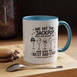 Personalized Best Dad Ever Mug, Custom Father's Day Coffee Mug with Kids Names, Funny Jackpot Dad Gift, Unique Family Keepsake Cup