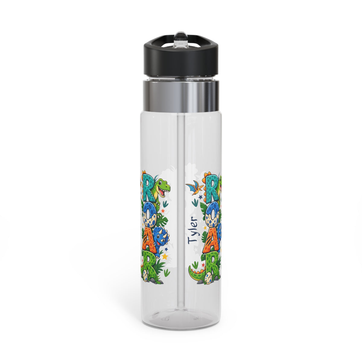 Custom Dinosaur Name Water Bottle for Boys | 20oz BPA-Free Tritan Kids School Bottle