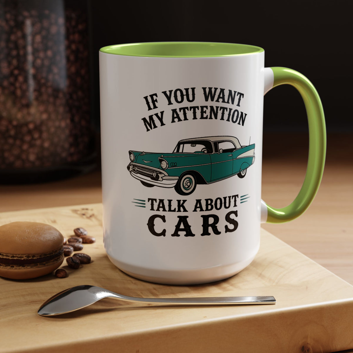Funny Classic Car Lover Mug, If You Want My Attention Talk About Cars Coffee Mug, Vintage Car Enthusiast Gift for Dad