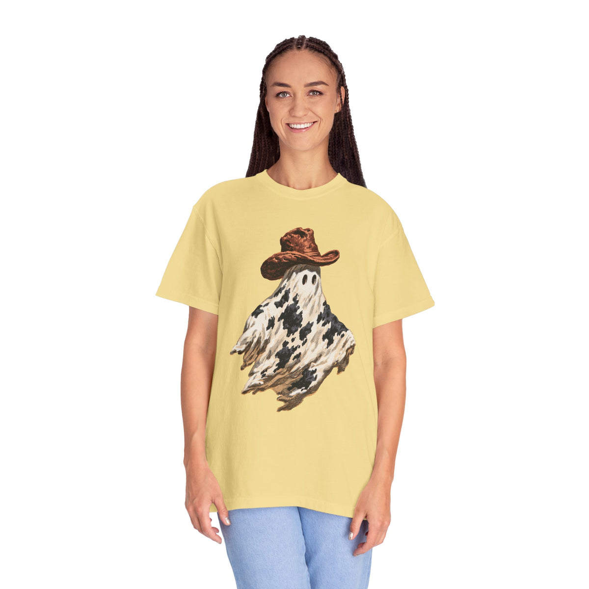 Western Ghost Halloween Shirt, Cowboy Hat Spooky Graphic Tee, Cute Vintage Fall Gift for Cowgirl, Country October Outfit for Women
