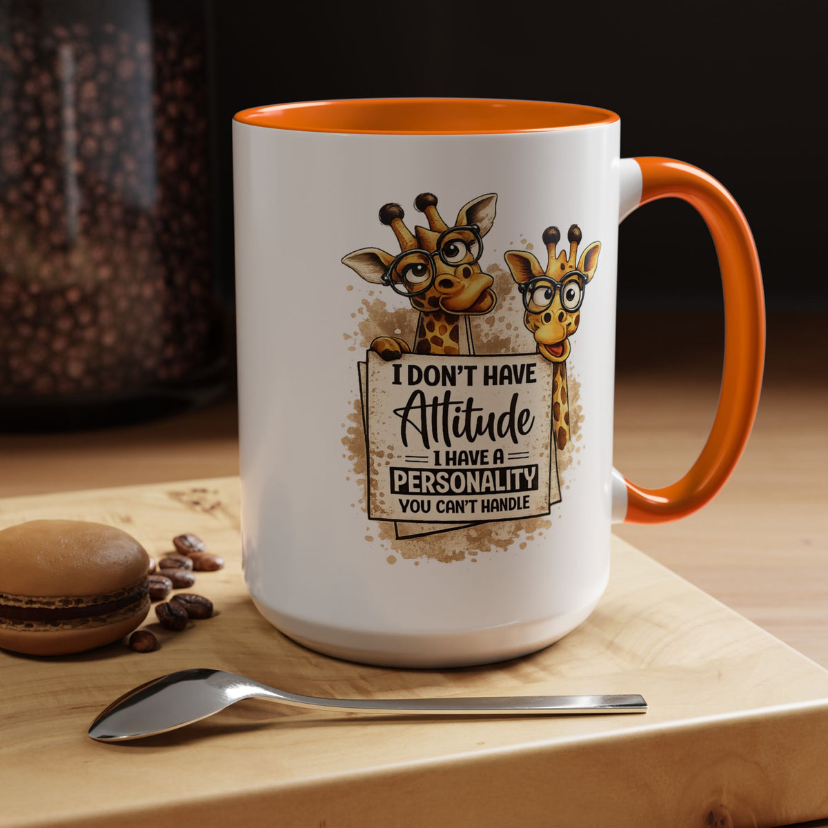 Funny Giraffe Coffee Mug, I Don't Have Attitude I Have A Personality You Can't Handle Mug, Sarcastic Animal Lover Gift