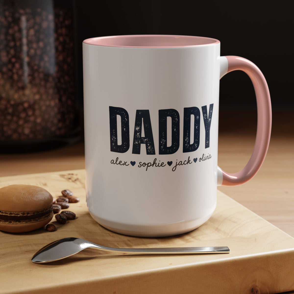 Personalized Daddy Coffee Mug with Kids Names, Custom Dad Mug Gift from Children, Father's Day Coffee Cup, Birthday Gift for Daddy